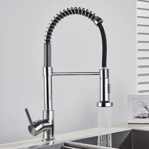 Matte Black Pull Down Kitchen Faucet Chrome Dual Modes Nozzle Hot Cold