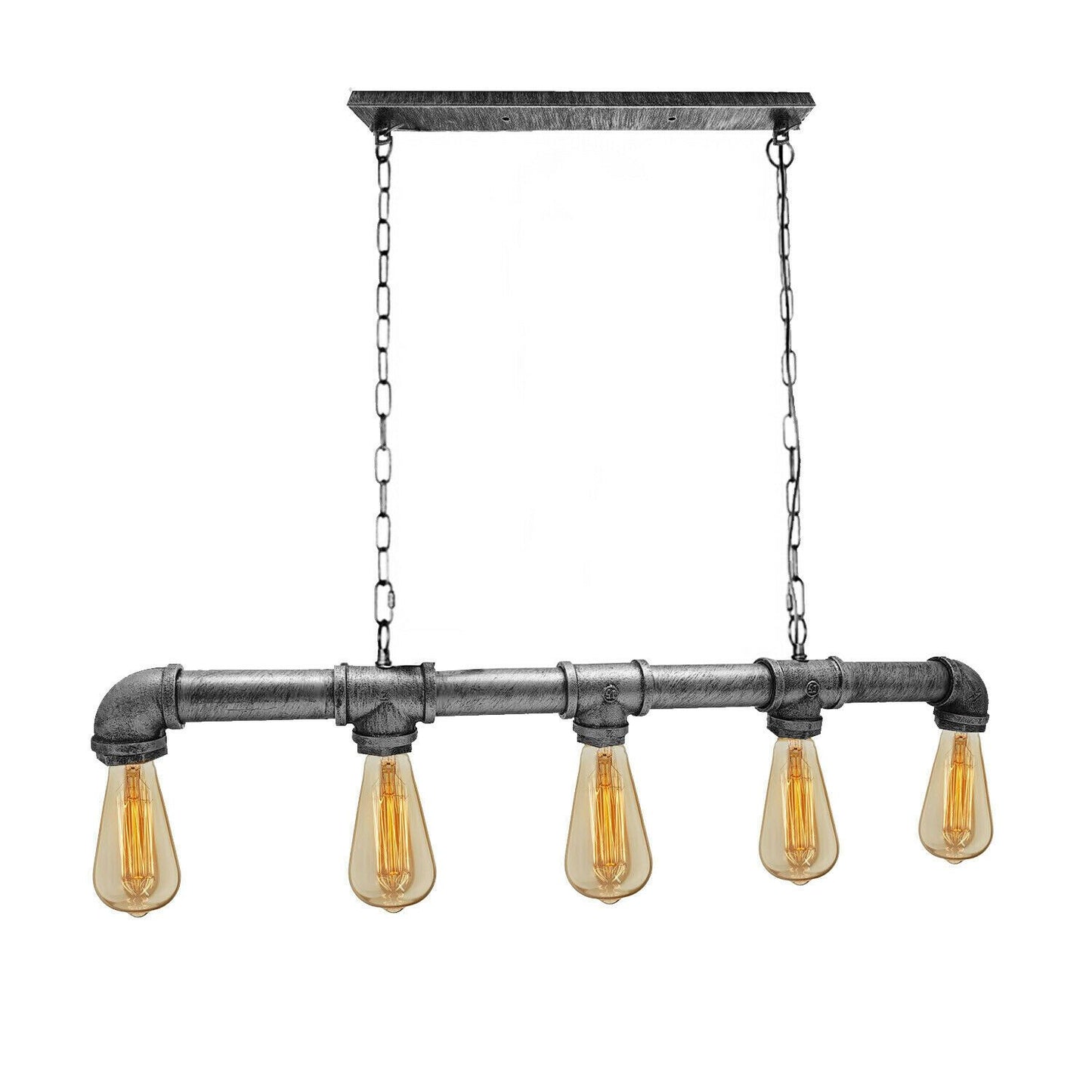 Brushed Silver Waterpipe Ceiling Light 5 Light