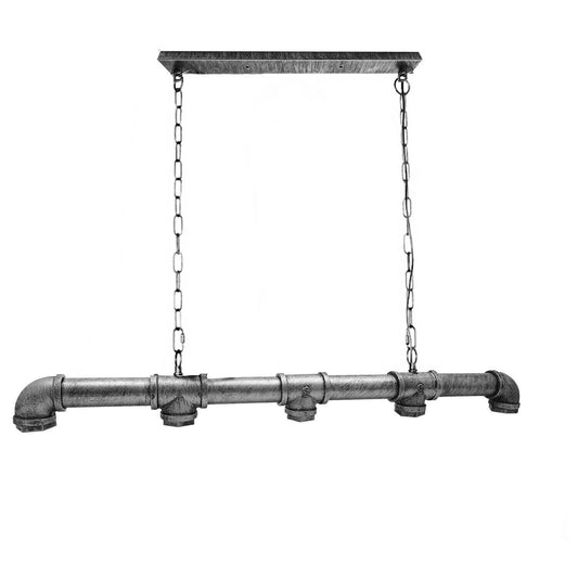 Brushed Silver Waterpipe Ceiling Light 5 Light