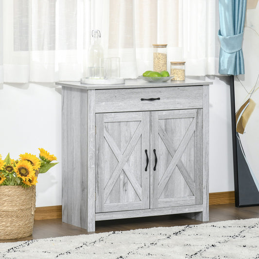 HOMCOM Farmhouse Barn Door Sideboard Accent Buffet Storage Cabinet